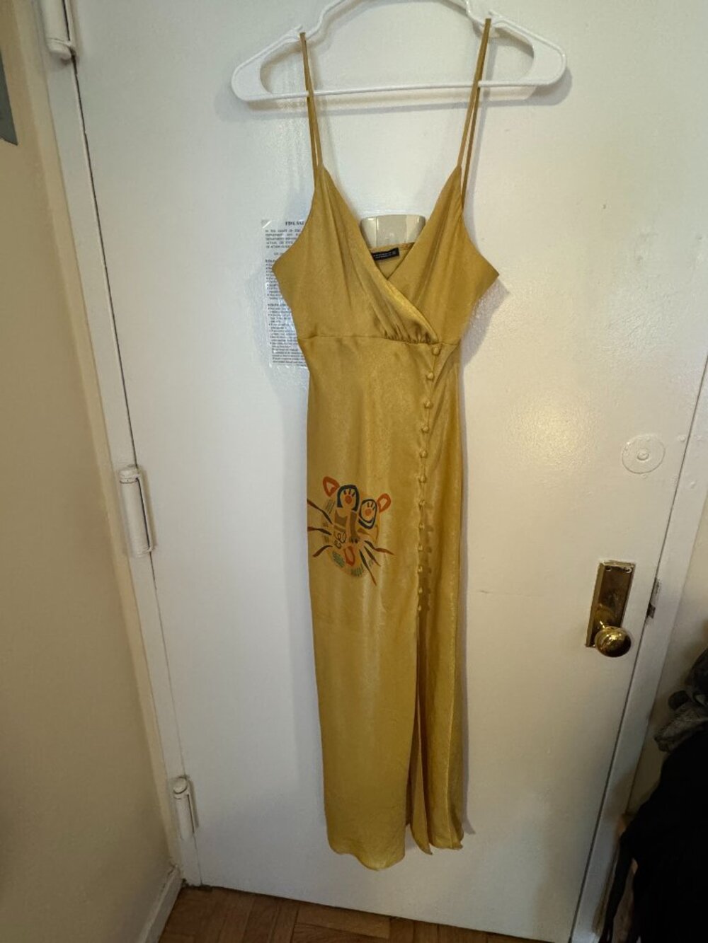 Zara Join Life Draped Neckline Satin Slip Button Side Midi Dress